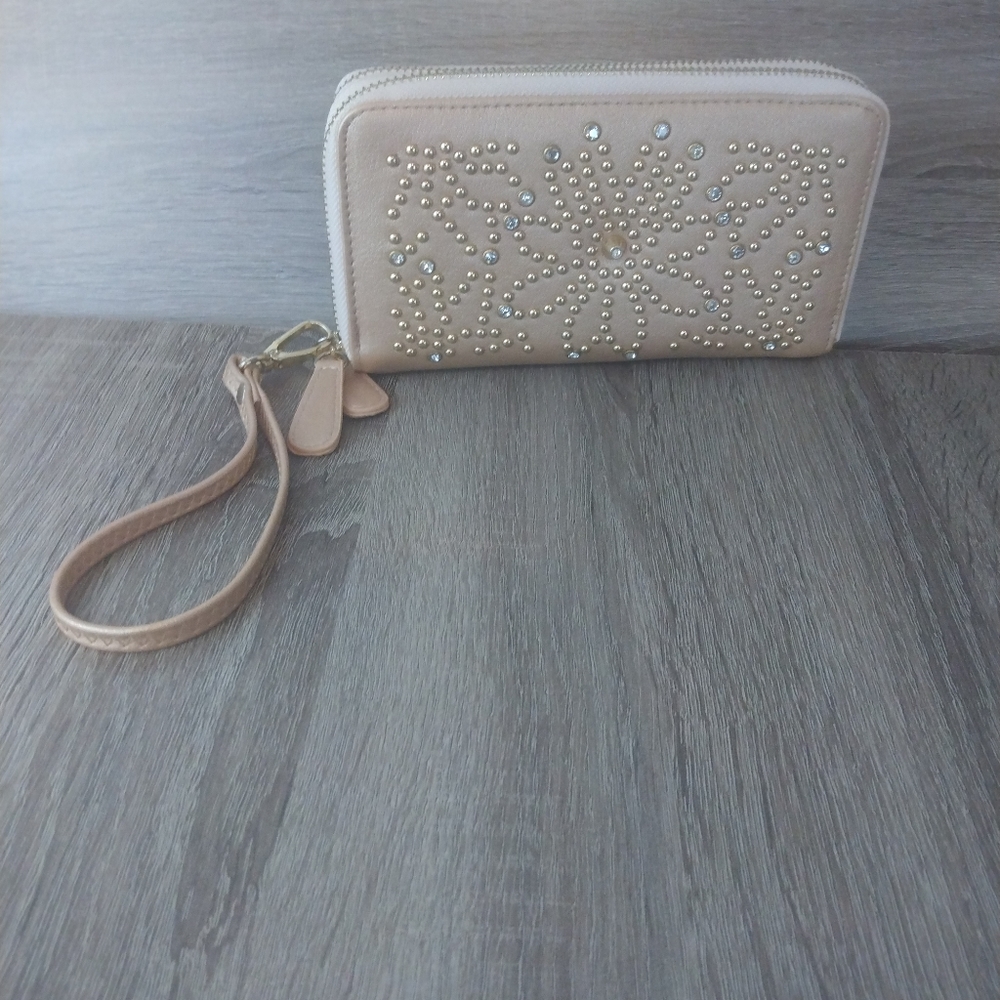 Gold Studded Rhinestone Wristlet